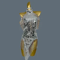 Party Nightclub Sequins Bodysuit Stage Performance Costume for Sexy Women Pole Dance Show Backless Bandage Bodysuit MojingyinD