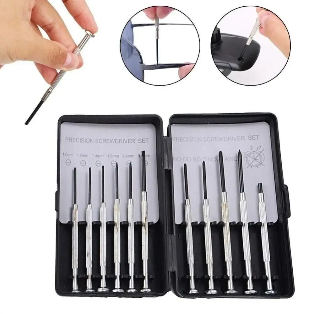 11Pcs/set Steel Micro Precision Screwdriver Set Clock/Watch Small Cross Mini Watchmakers Tools Disassembly Equipment Portable