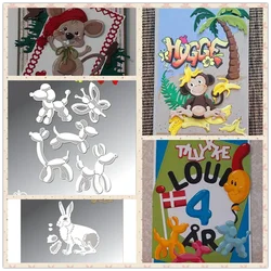 2024 child balloons Metal Cutting Dies Mouse clothes cute animals rabbits Easter Card Scrapbooking Frame Card Craft No Stamps