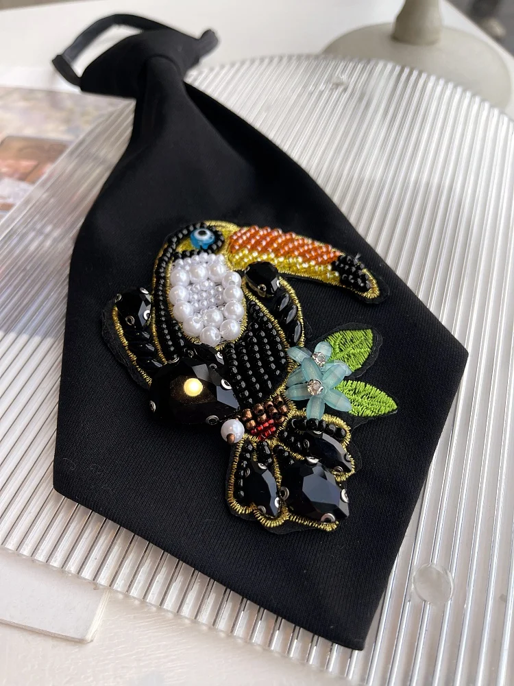 Originelles, exklusives Design: 1 Stück dekorative Krawatte mit Tiermotiv, knotenlose Partykrawatte, Perlenkrawatte, geeignet für alle Jahreszeiten, personalisiert für Damen, ideal für Partys, Geschenke, Schule, Hemden – Detail 5