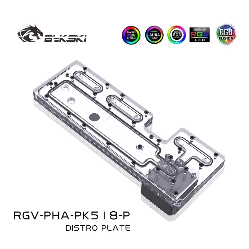 BYKSKI RGV-PHA-PK518-P يستخدم حل قناة المياه للوحة الأكريليك لعلبة Phanteks PK518(Evolv X) / أكريليك عالي الشفافية