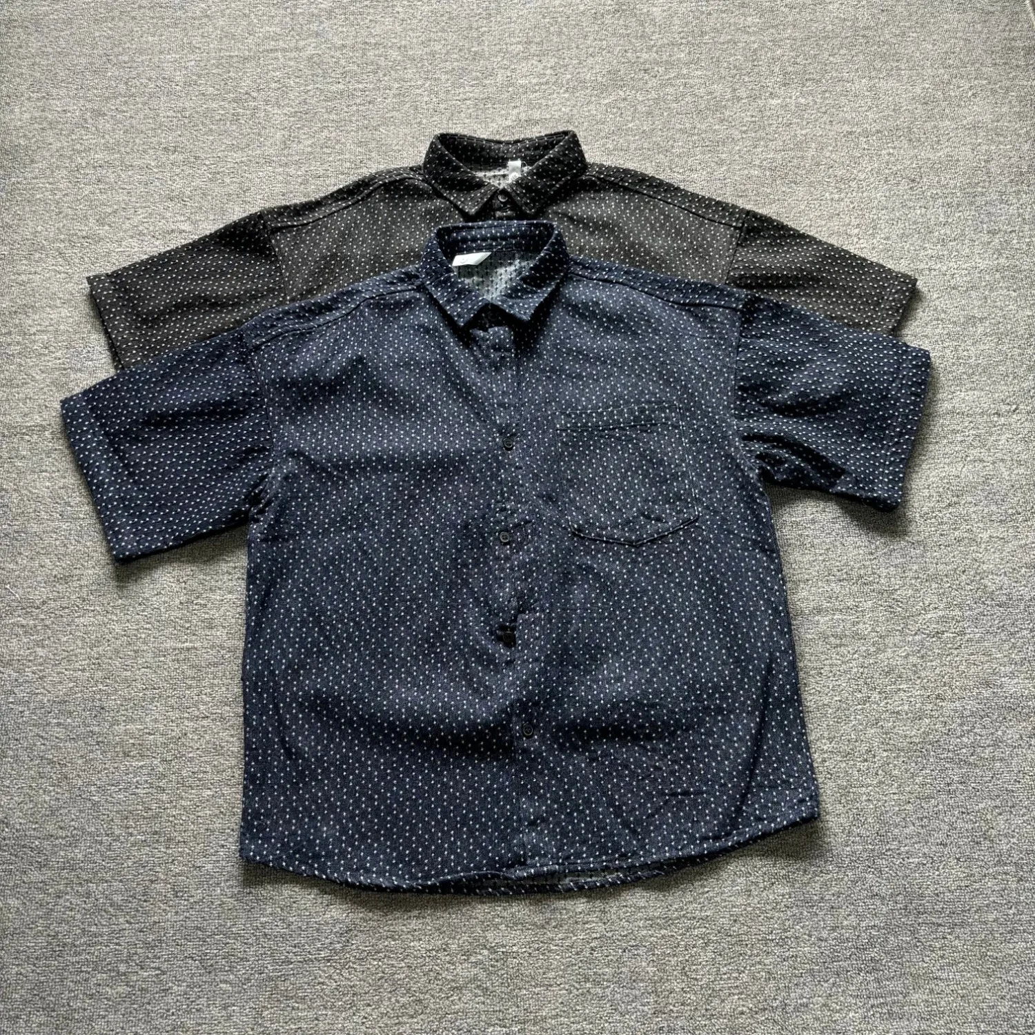 

Summer new polka-dot short-sleeved shirt men's Korean style loose heavyweight high-end casual top