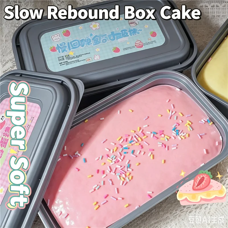 Oversized Cake Box Squishy Relief Sensory Toy Slow Rising Soft Squeeze Stress Anti-Anxiety Funny Novelty Gift for Adults ADHD