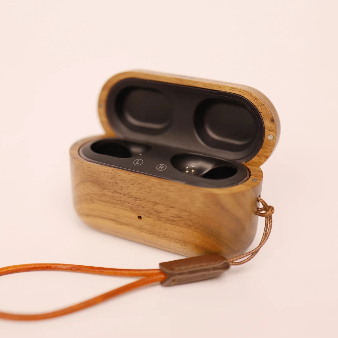 Ręcznie Robione Etui z Drewna Orzechowego na Devialet Gemini II – Dzielone Ochronne Etui na Słuchawki, Okrągły Łuk/Kwadratowy Design — zdjęcie produktu 2