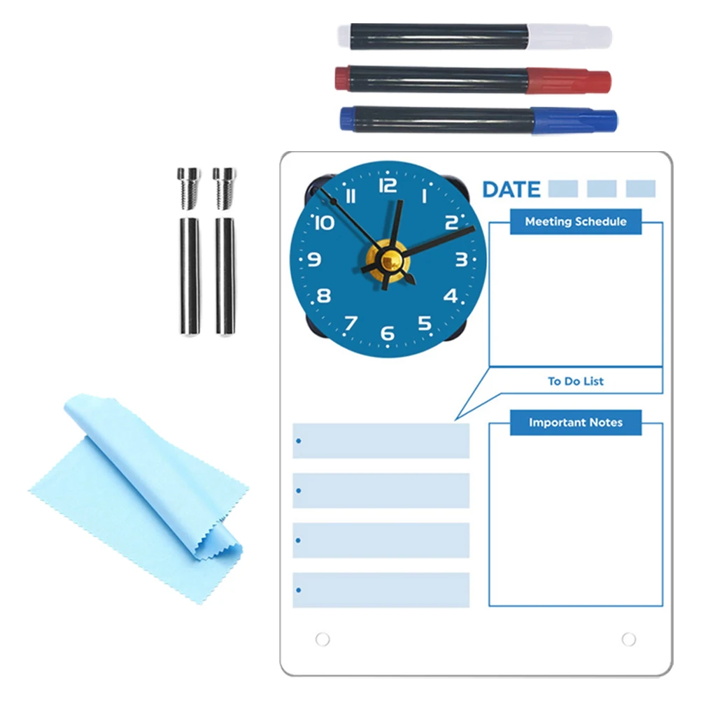 

Вертикальная доска для заметок, акриловые настольные часы, дневной планировщик, простая многоразовая офисная доска для письма, сухое стирание, доска для домашнего декора