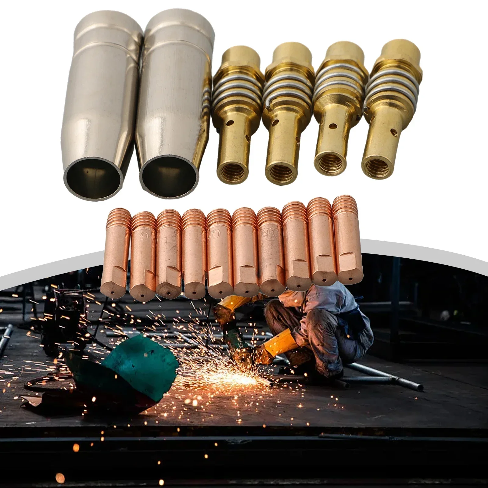 Tip Holder Welding 0.6-1.2mm 15AK MIG Welding Contact Tip 16 Pieces/set For Jasic For Mitech Mig Contact Tip Consumables