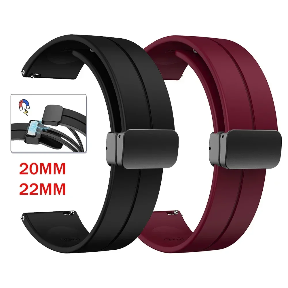 20mm 22mm Magnetic Sports Silicone Strap For SUUNTO 9 PEAK PRO DLC / 5 PEAK Wristbands For SUUNTO RACE VERTICAL Smart Watch Band