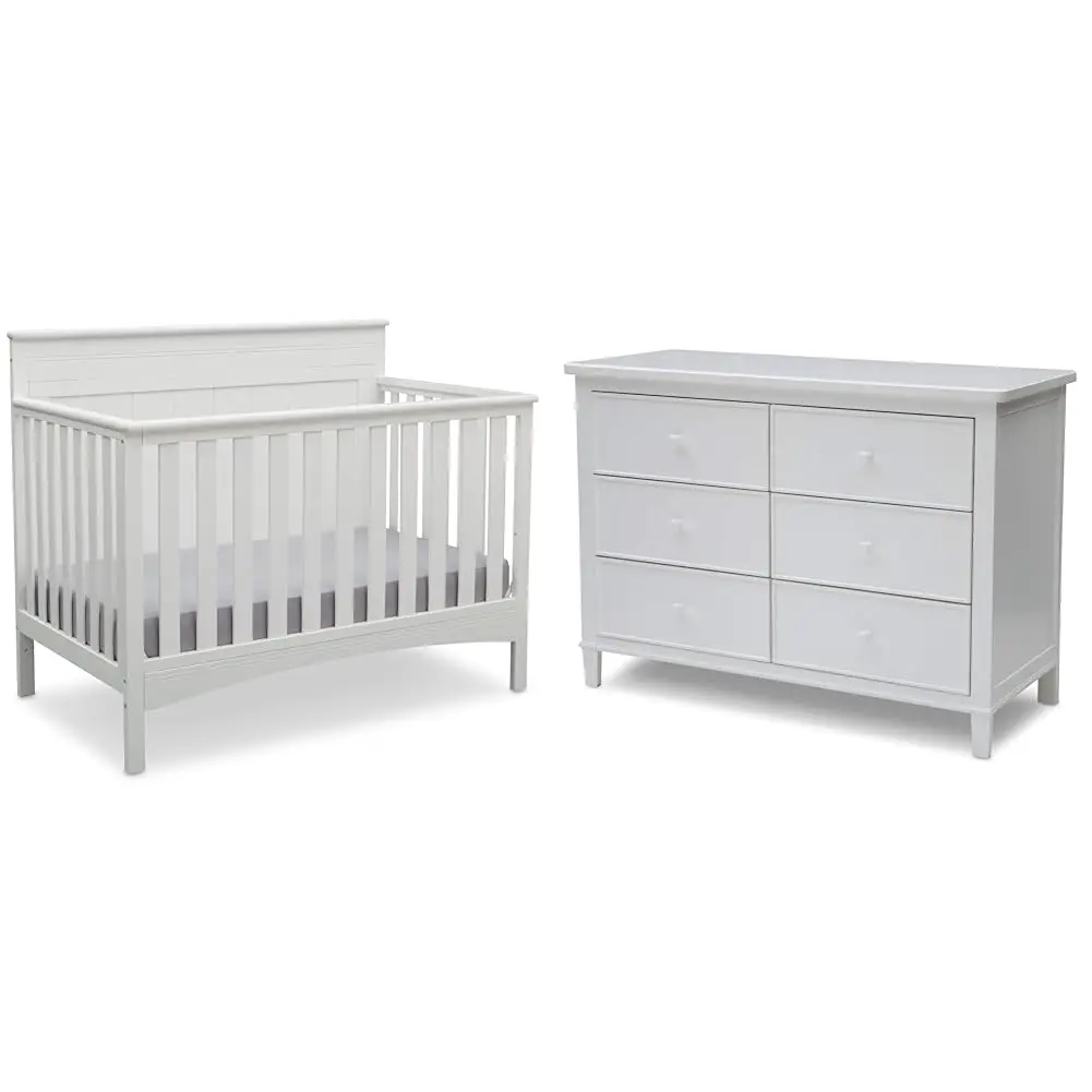 

4-in-1 Convertible Crib and 6 Drawer Dresser Bundle