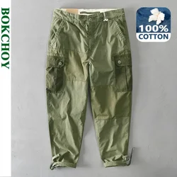 Spring and Autumn New 100% Cotton Multi-pocket Casual Patchwork Men Pants Daily Comfortable Cargo Pants Men Clothing AZ312