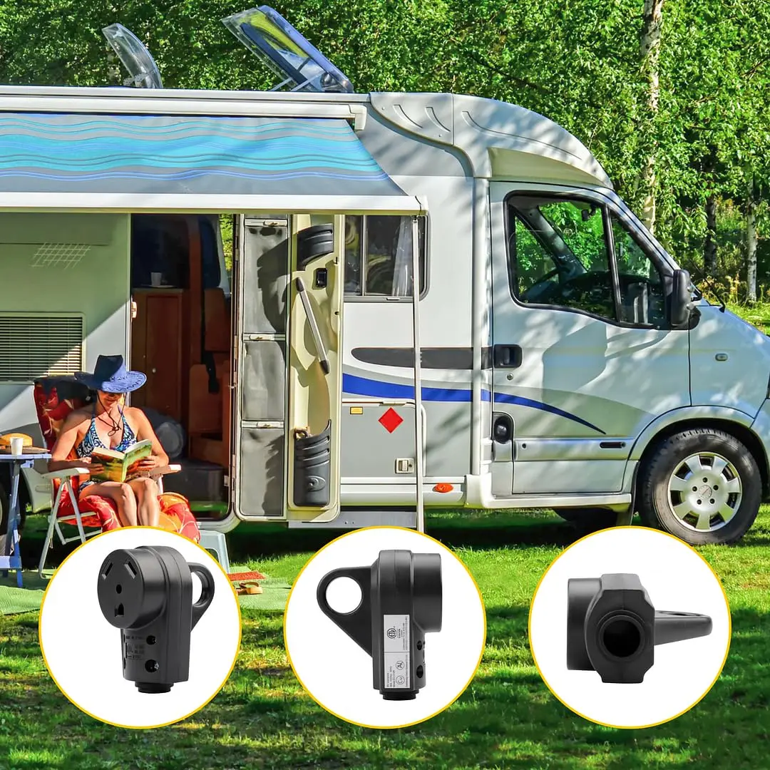 

125 V 30 A Camper Plug Adapter RV Receptacle Plug Heavy Duty Caravan Power Plug Accessories Repairing Replacement