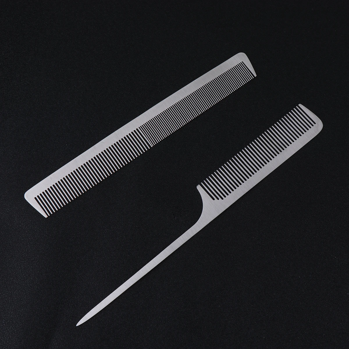 

2Pcs Hair Comb Thin Stainless Steel Durable Wide Teeth Hair Cutting Hairdressing Salon Metal Style Comb for Travel Home