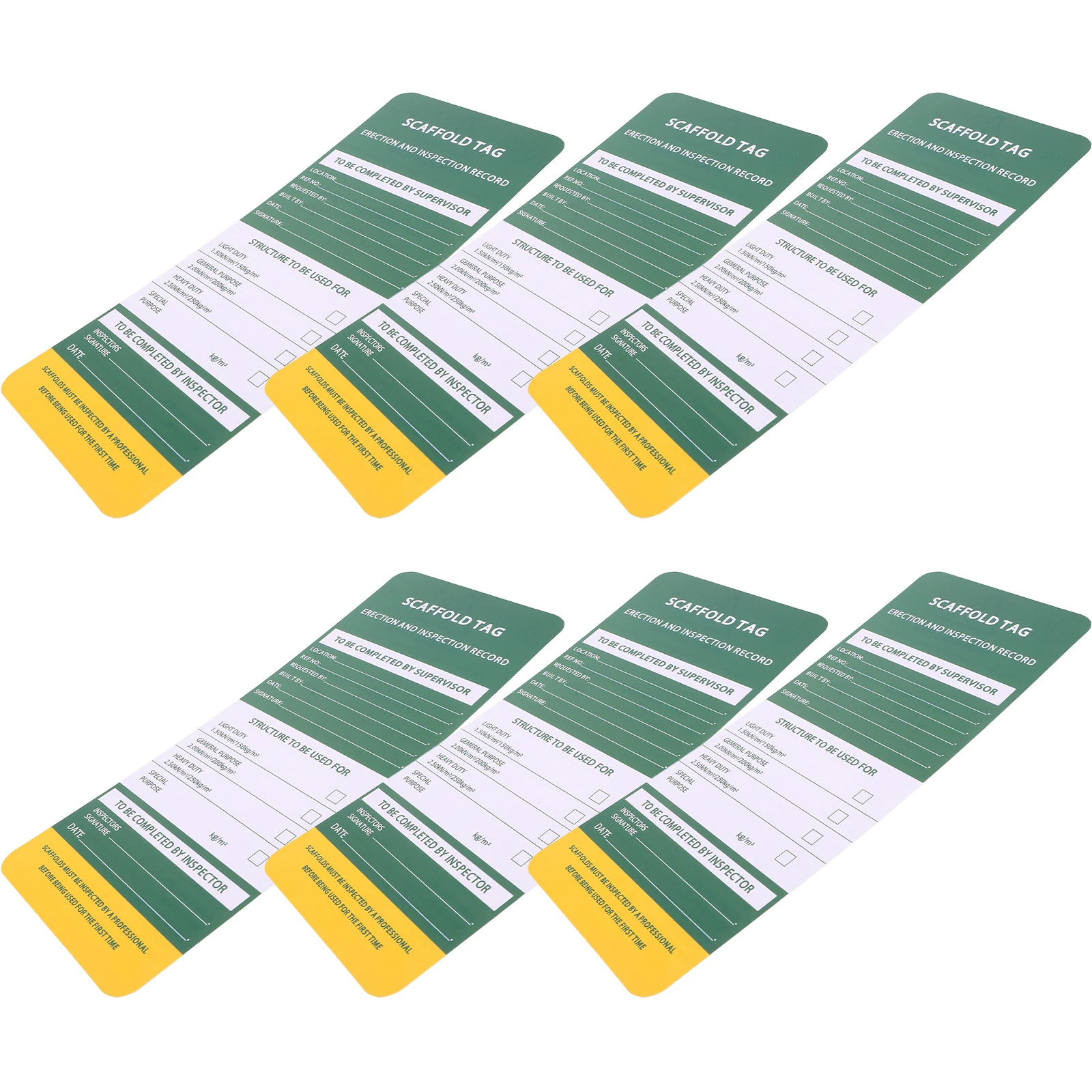 

6pcs Safety Warning Sign Scaffold Tags PVC Writable Inspection Labels for Scaffolding Projects Industrial Traffic Signs