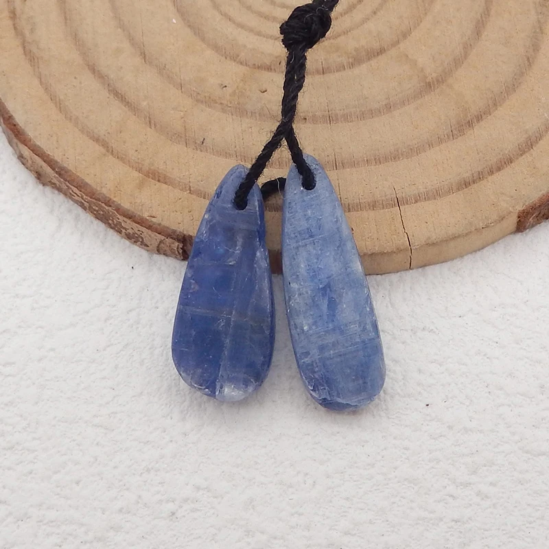 Semiprecious Stones Jewelry Natural Bead Blue Kyanite Gemstone Fashion Nugget Earrings For Women 21x7x4mm 20x8x4mm 3g