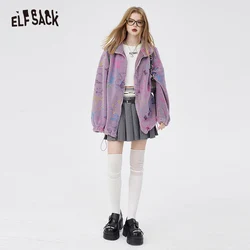 ELFSACK Outwears Printed Cute Printing Hooded Outwear Women 2024 Spring New Design Outwears