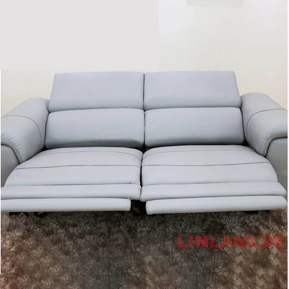 Modern Power Reclining Genuine Leather Sofa – Recliner Couch with Adjustable Headrests, Bluetooth Speakers, USB, Cup Holders view 3