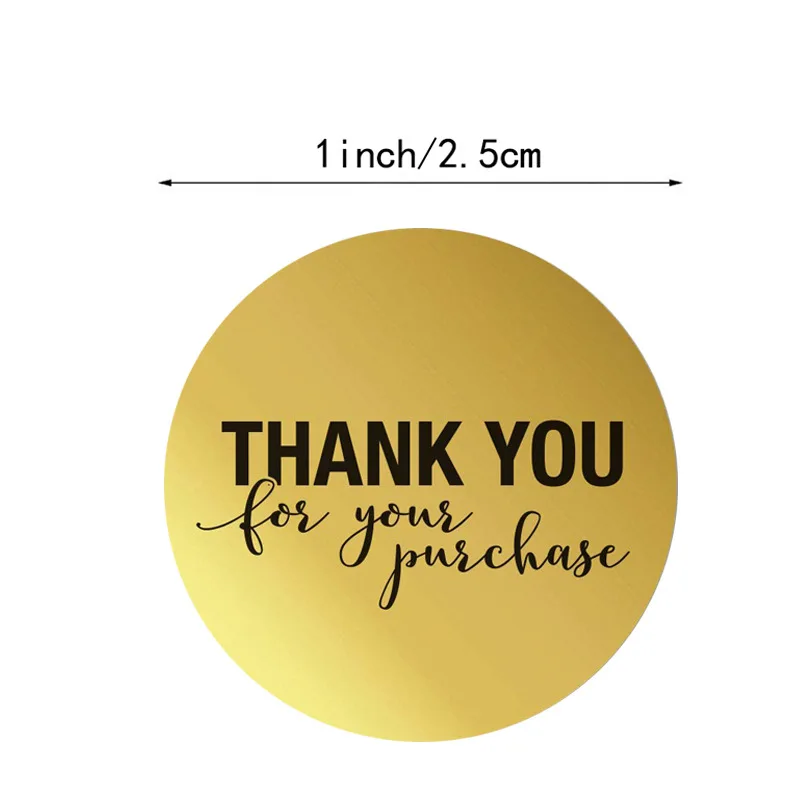 50 Labels Per wad Hot round gold foil thank you for purchasing sticker wad pack sticker gift package Stationery Sticker 1inch