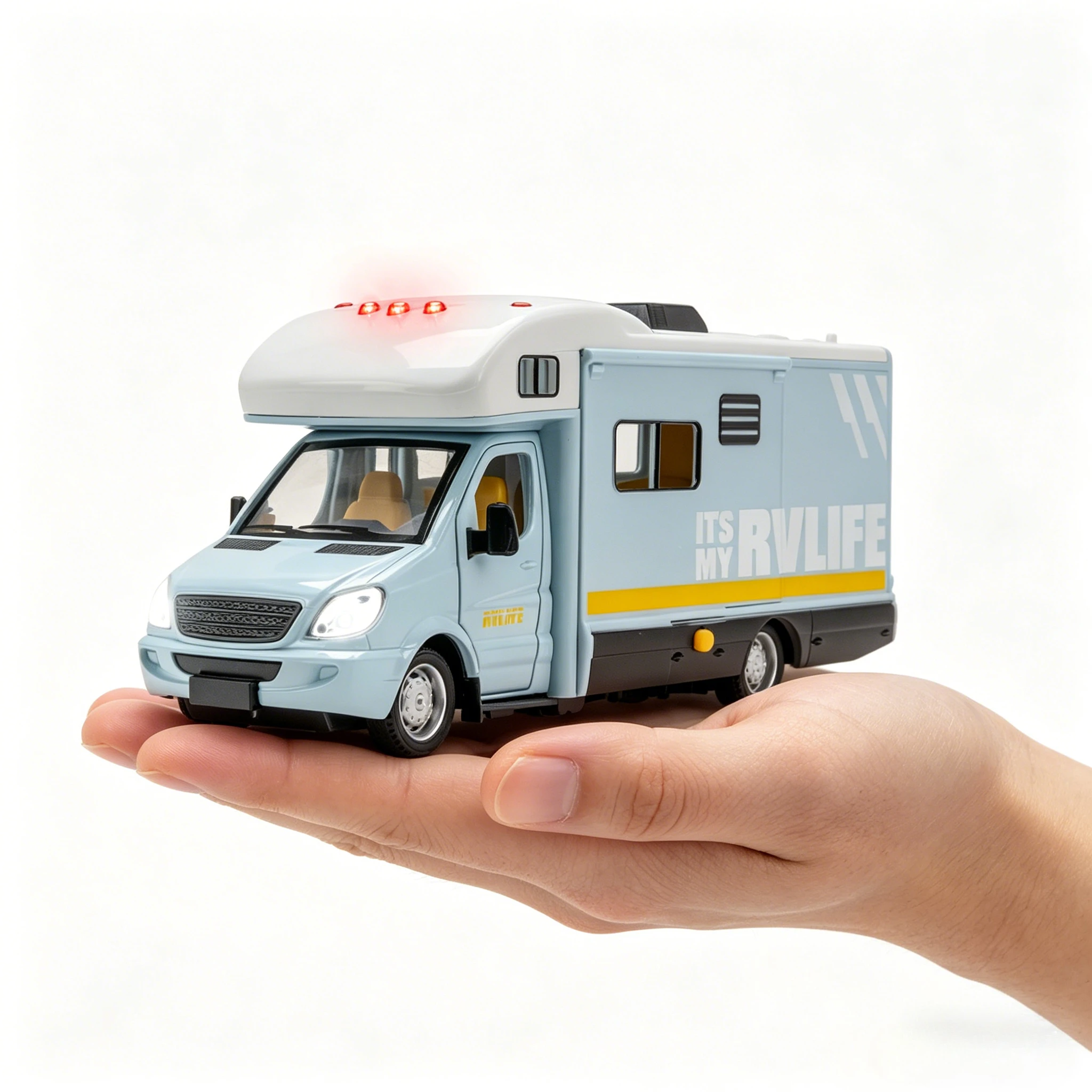

1:32 Diecast Luxury RV Recreational Car Model Metal Camper Van Motorhome Touring Car Model Sound and Light Kids Toy Gift