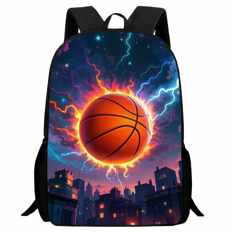 Trendy Popular Flame Basketball Notebook Backpacks pupil School Bags 3D Print Oxford Waterproof Boys/Girls Laptop Backpacks