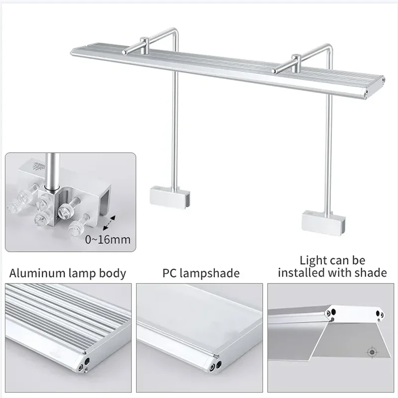 WEEK AQUA M Series WRGB Led Aquarium Light for Nano Aquarium Light with Cycle Timer Nano Tank with Bracket for Aquatics Plants