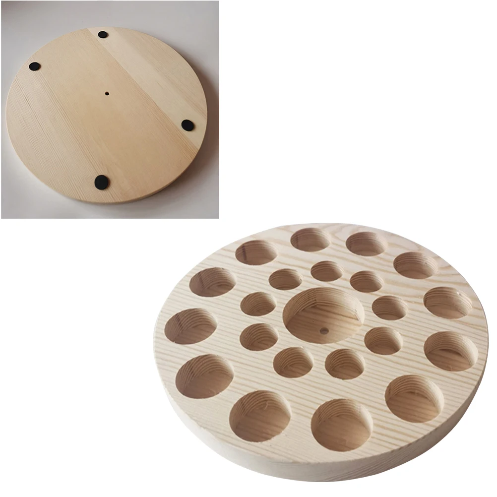 

22 Grids Essential Oil Storage Box Round Bottle Display Tray ganizers Wood Crafted Sturdy Lightweight Protect Bottles