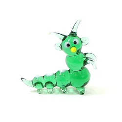 Cute Murano Glass Caterpillar Mini Figurine Ornament Funny Cartoon Insect Worm Tiny Statue Home Desktop Room Garden Kawaii Decor