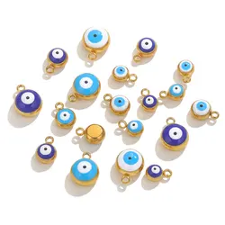 10pcs Stainless Steel Round Small Charms Devil's Eye Charms For Jewelry Making Earring Bracelet Pendant Jewelry Findings Bulk