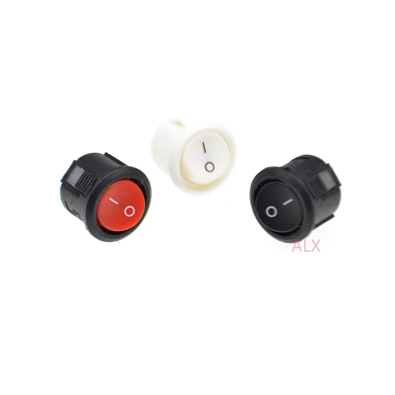 5/10Pcs 15mm 16mm Diameter 2pin Red White Black Mini Round Push Button Rocker Switch On/Off Power Switches 3a/250v 6a/125v