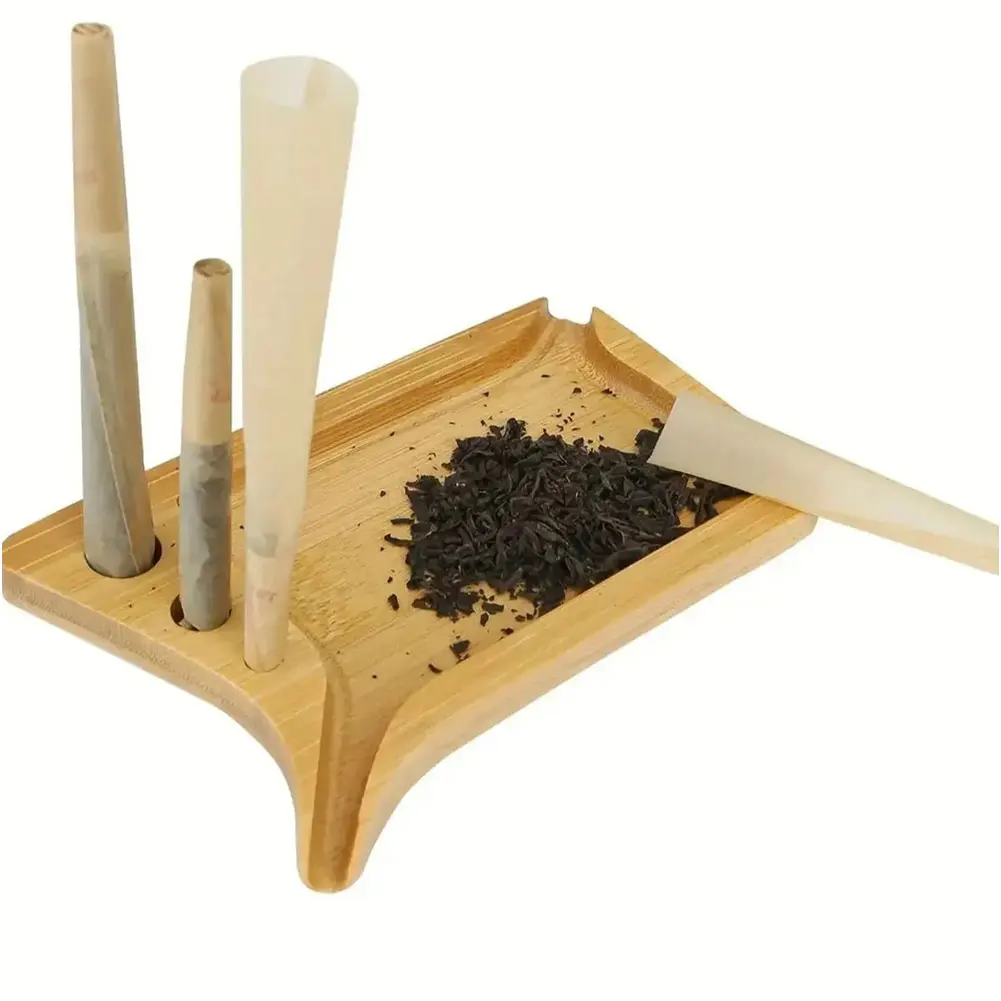 Bamboo Wood Herb Tobacco Rolling Tray Set Cleaning Brush Pre-Roll Smoke Roller Multipurpose