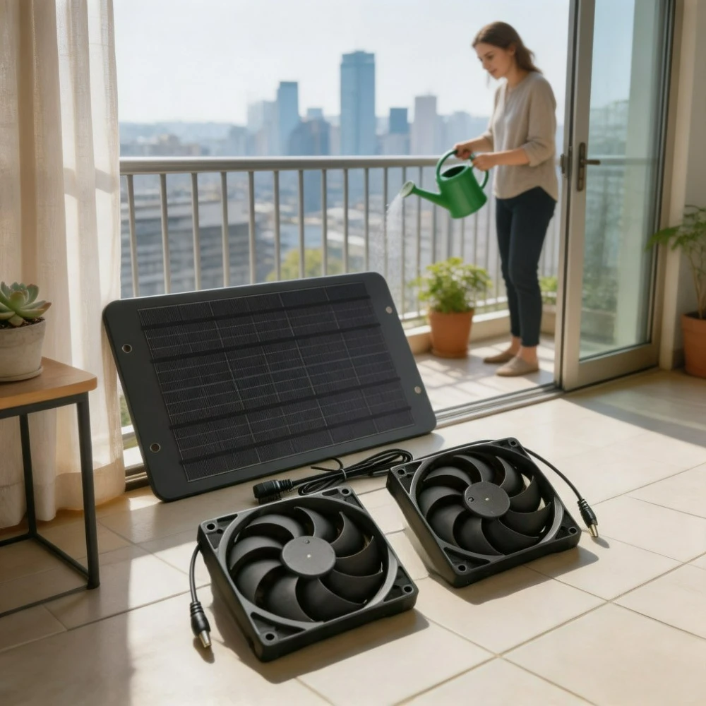 Energy Efficient Outdoor Solar Panel Double Vent Fan 10W 15W Waterproof Exhaust Cooler for Dog House Chicken Coop RV Camper