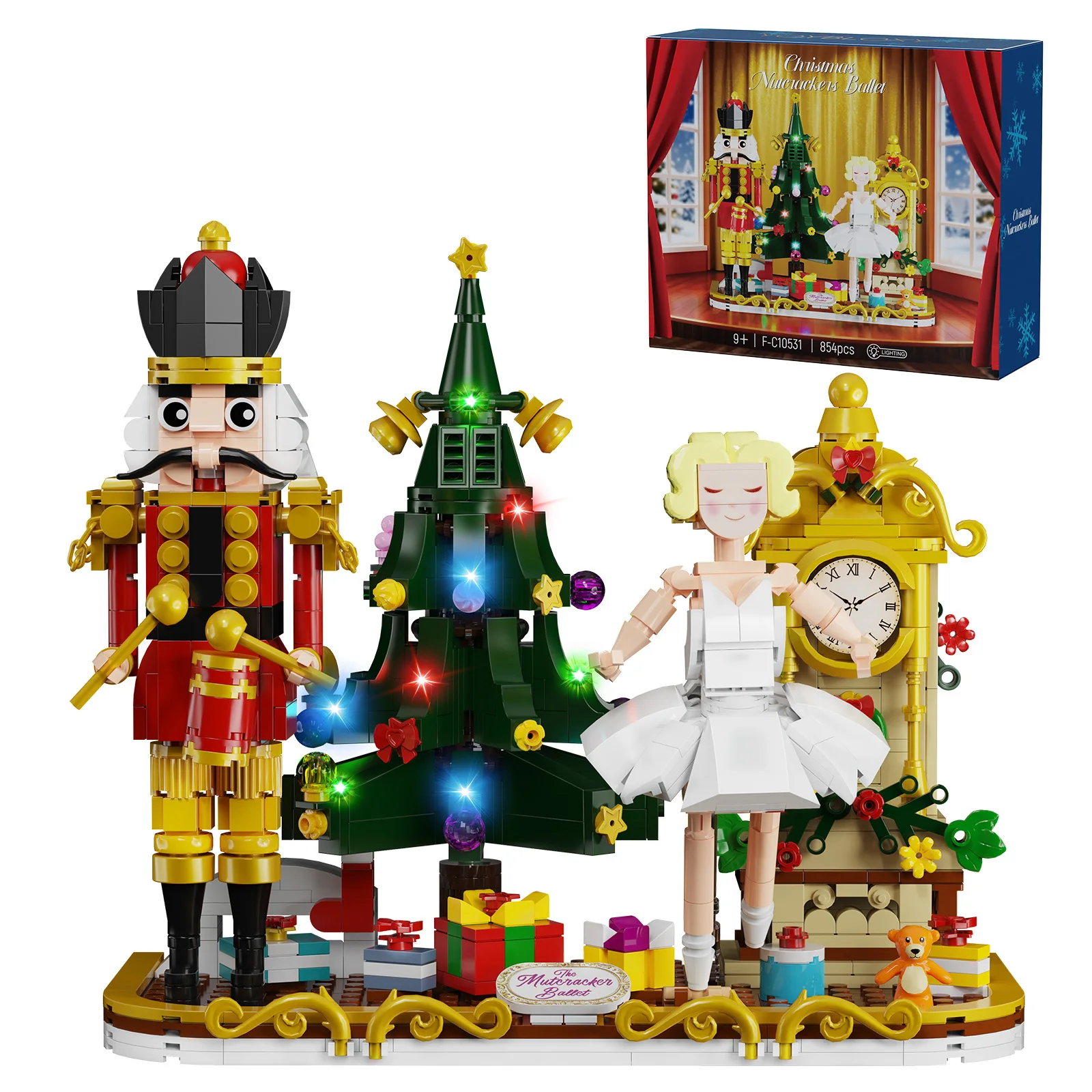 Weihnachts-Nussknacker-Baustein-Set, Weihnachts-Nussknacker, Trommler, Ballerina, Mädchen-Modell, Heimdekoration, Sammlerstücke, Geschenke für Erwachsene