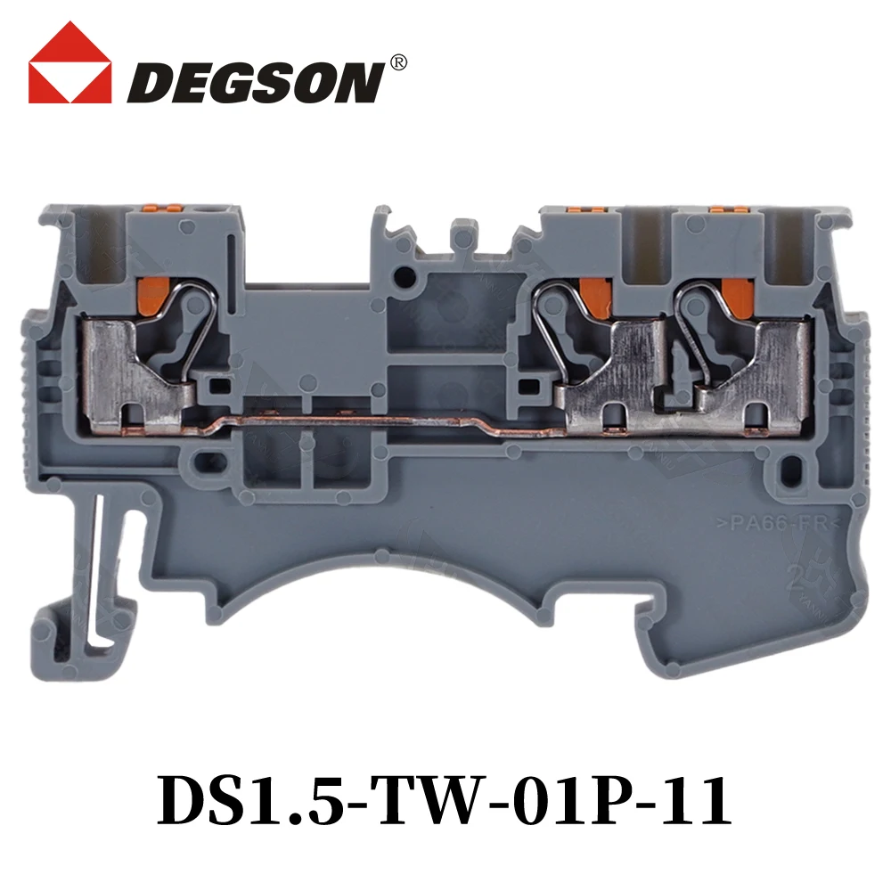 10Pcs DS1.5-TW-01P-11-00ZH/AH DEGSON 3-CONDUCTOR FEED-THROUGH CONNECTOR One in  two out  RAIL DIN TERMINAL BLOCK
