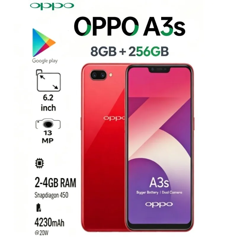 OPPO A3s Global Edition Smartphone 2026 Model 8GB RAM 256GB Storage High-Capacity 4230mAh Battery Latest Edition