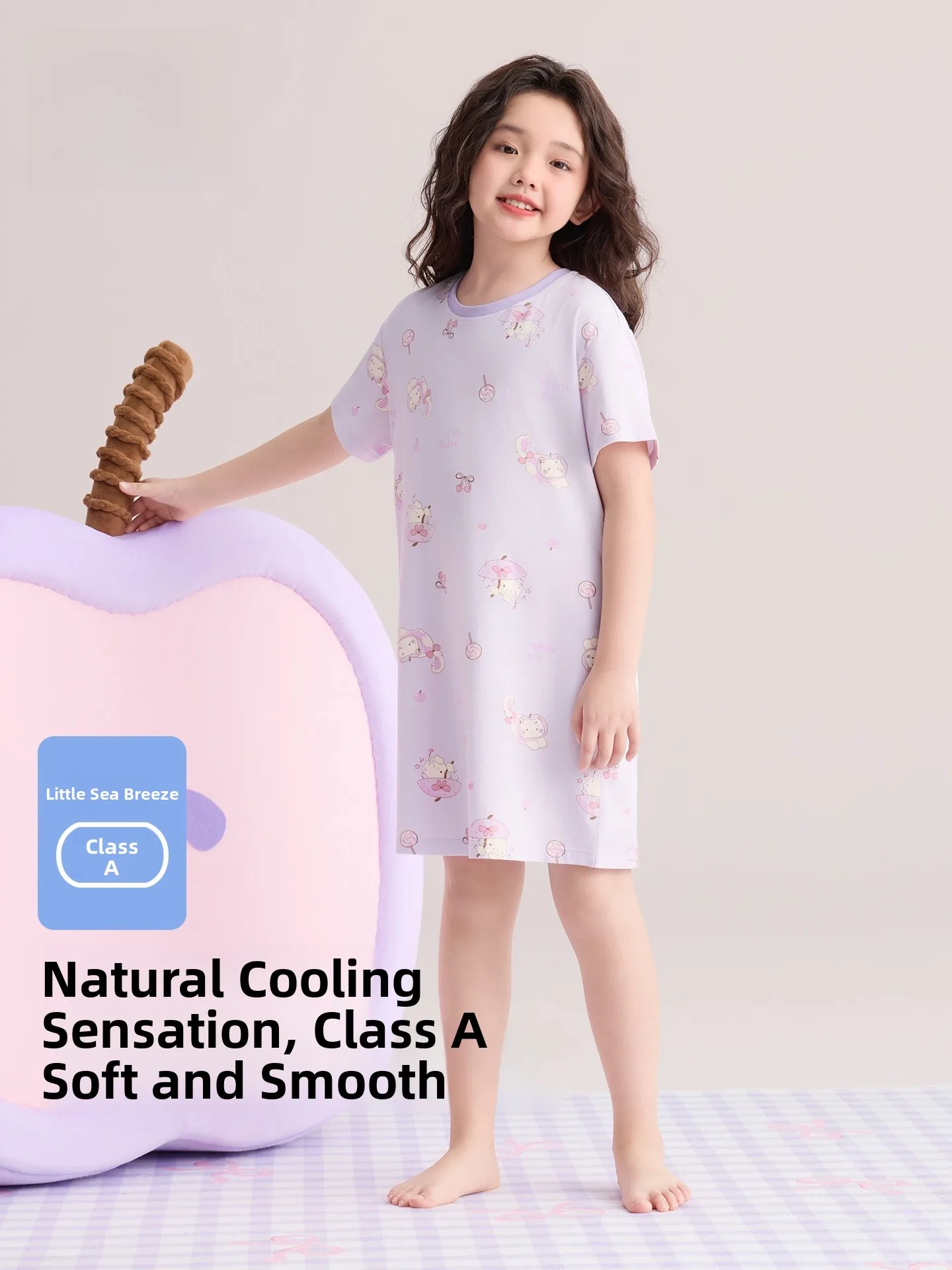 hodohome-レッドビーンホーム子供用パジャマ-モーダルコットン-夏用涼感ガールズホームドレス-かわいいスタイル-快適なスリープスーツ