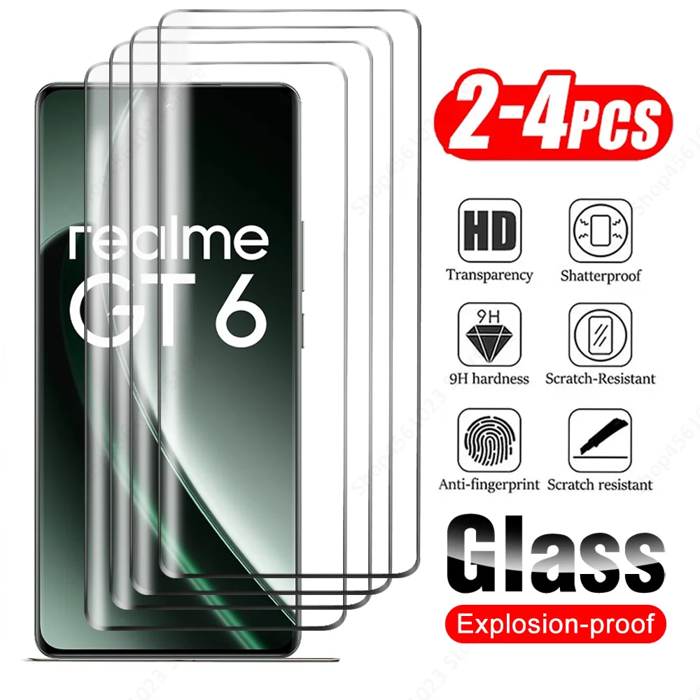 2/4Pcs Glass For Realme GT 6 Curved Screen Protector Realmy GT 6T Neo6 SE Neo 6SE GT6 T GT6T Neo6SE 5G Tempered Glass Phone Film