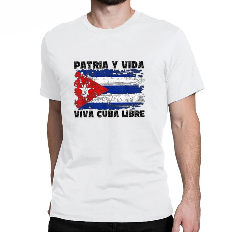хлопковая футболка Viva Cuba Libre Patria Y Vida vêtements Cuba drapeau révolution cubaine été hommes BiHauté