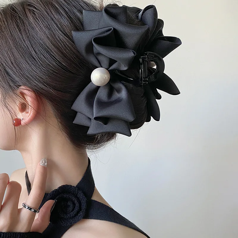 5.12in Retro Large Bow Shark Clip for Women - Vintage Hair Clip with Volumizing Design, Premium Hair Accessory