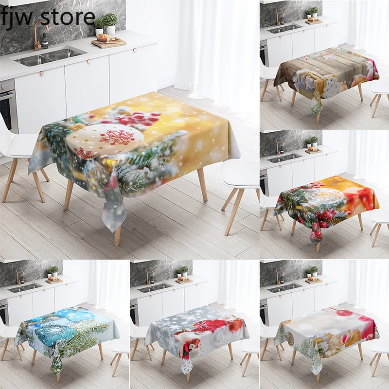 Christmas New Year Decoration Waterproof Tablecloth  Ball Gift  Home Restaurant Banquet Table