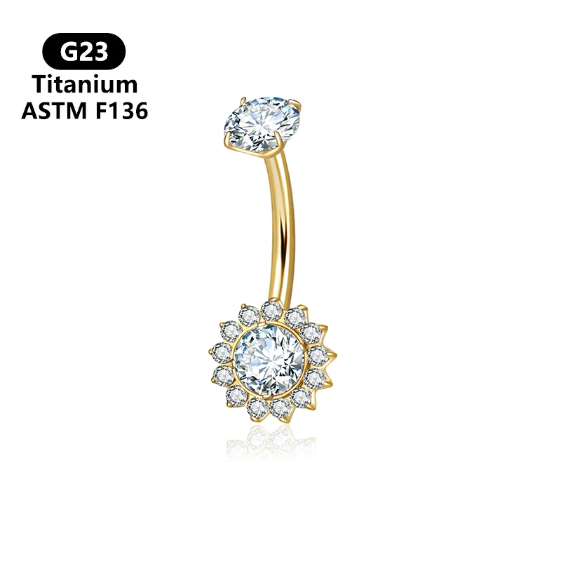 ASTM F136 التيتانيوم كريستال جوهرة منحني الحديد خواتم البطن زر السرة خواتم الثقب Nombril Ombligo ثقب المجوهرات الساحرة