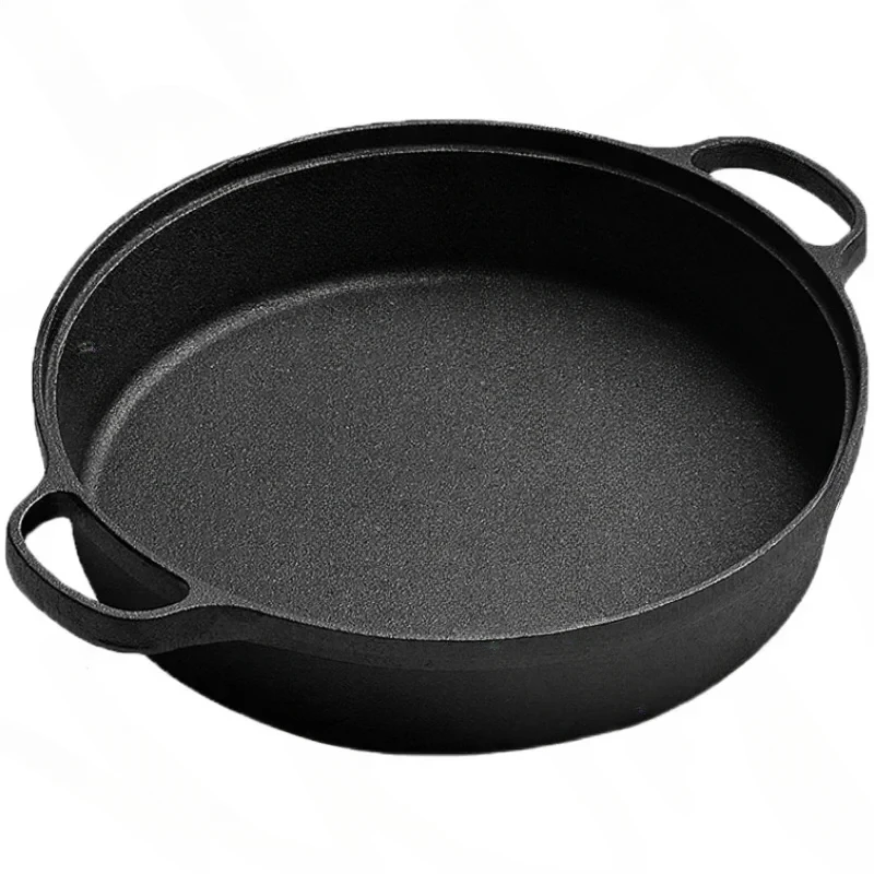 31/35cm Thick Cast Iron Pan Deepening Pork Bun Braising  Household Pancake Maker Uncoated