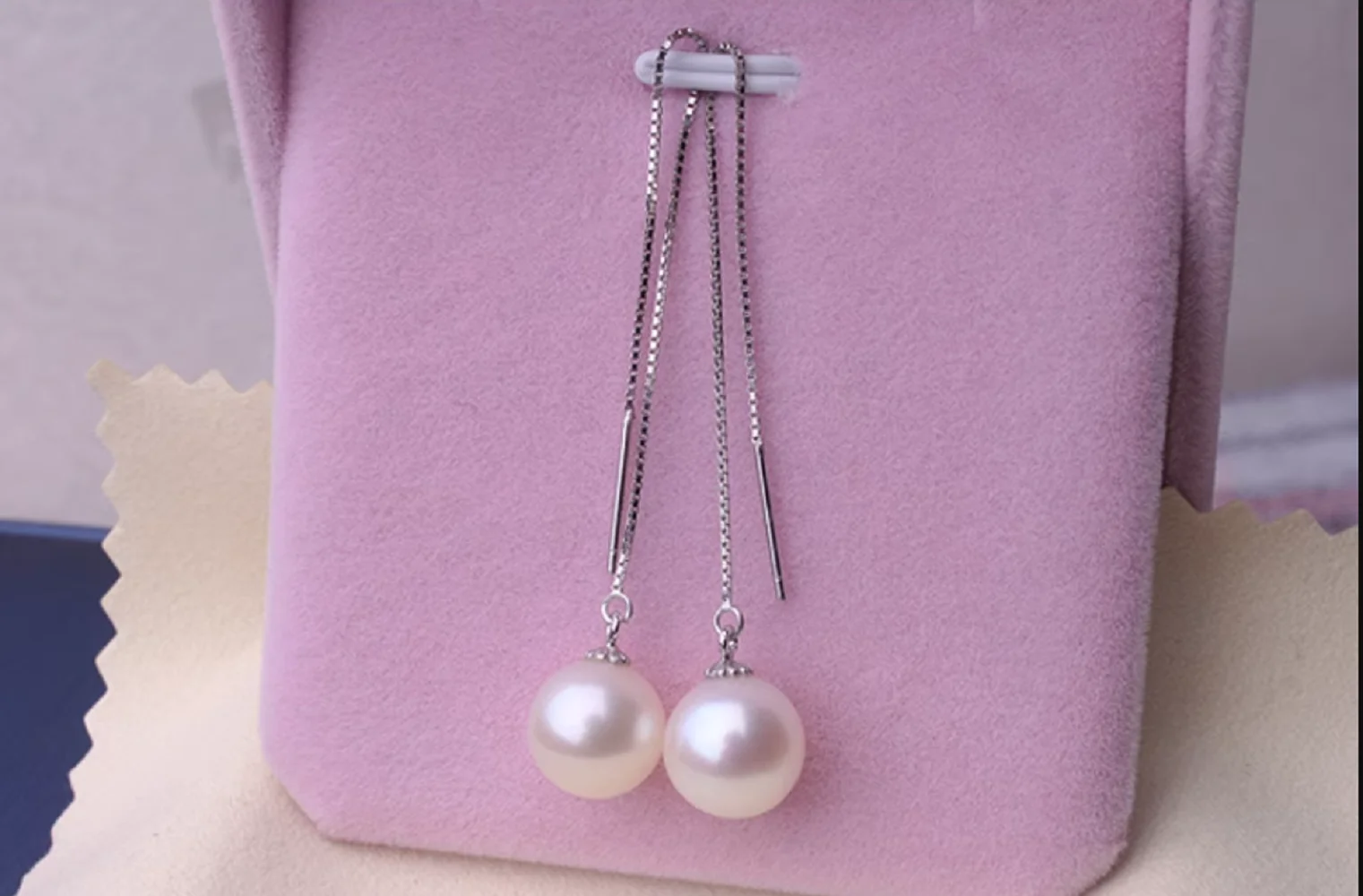 

Long earrings AAAA7-8mm natural Japanese white round pearl earrings 925s/approximately 7cm in length