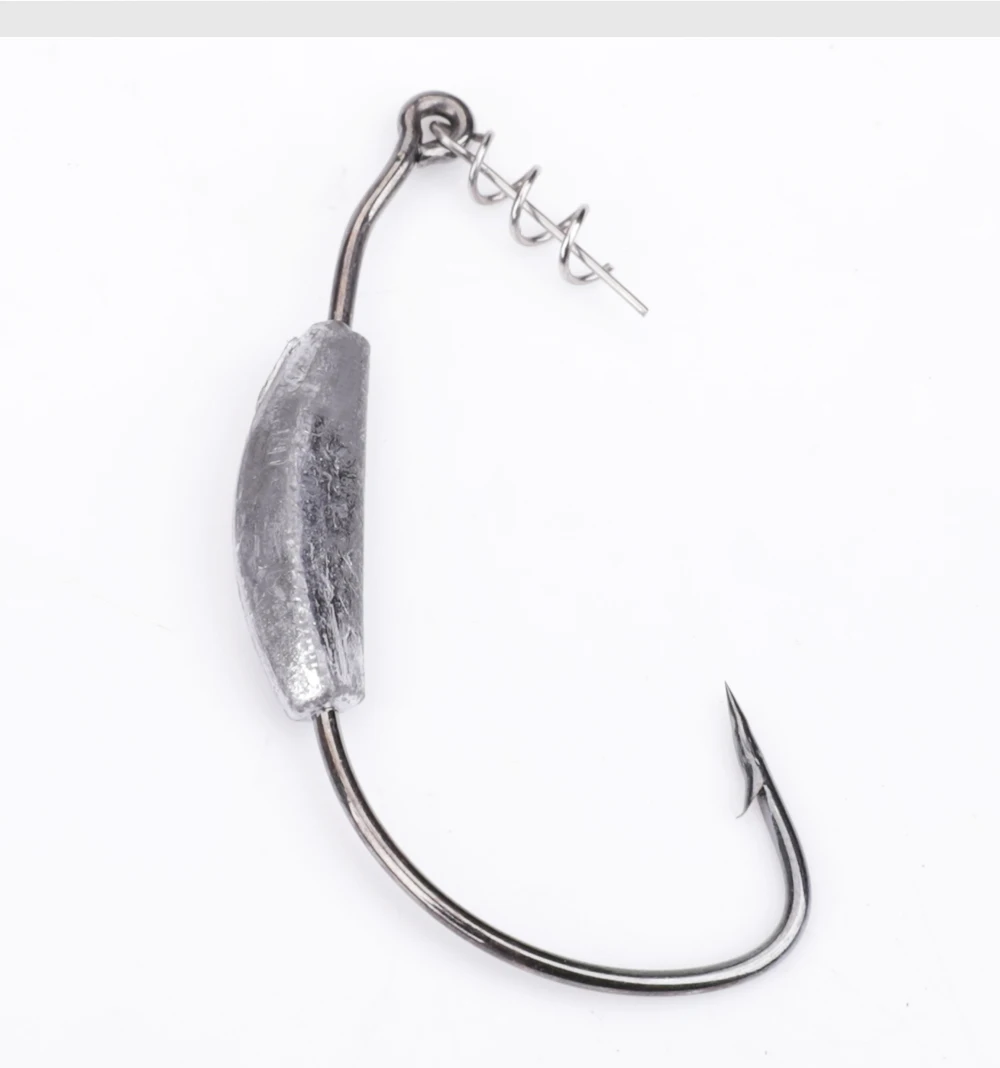 FTK 5 Stück Offset-Angelhaken, gewichtete Crank-Haken 2g3g4g5g7g, Weichköder-Haken mit Widerhaken, Jig-Wurmhaken für Texas Rigs Angelzubehör – Detail 10