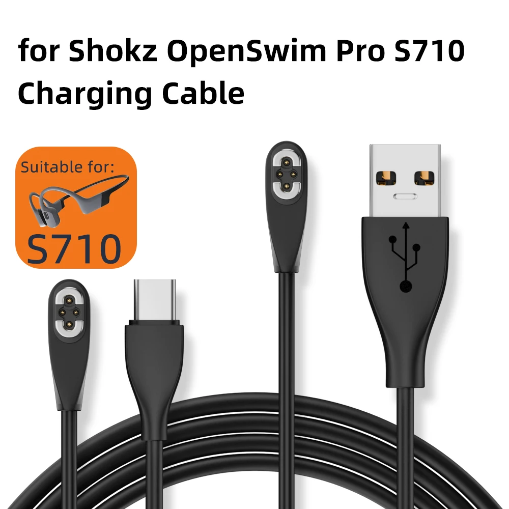 for SHOKZ OpenSwim Pro S710 Headphone Charger Adapter Cable Cord USB Type C Magnetic Bone Conduction Power Charging Converter
