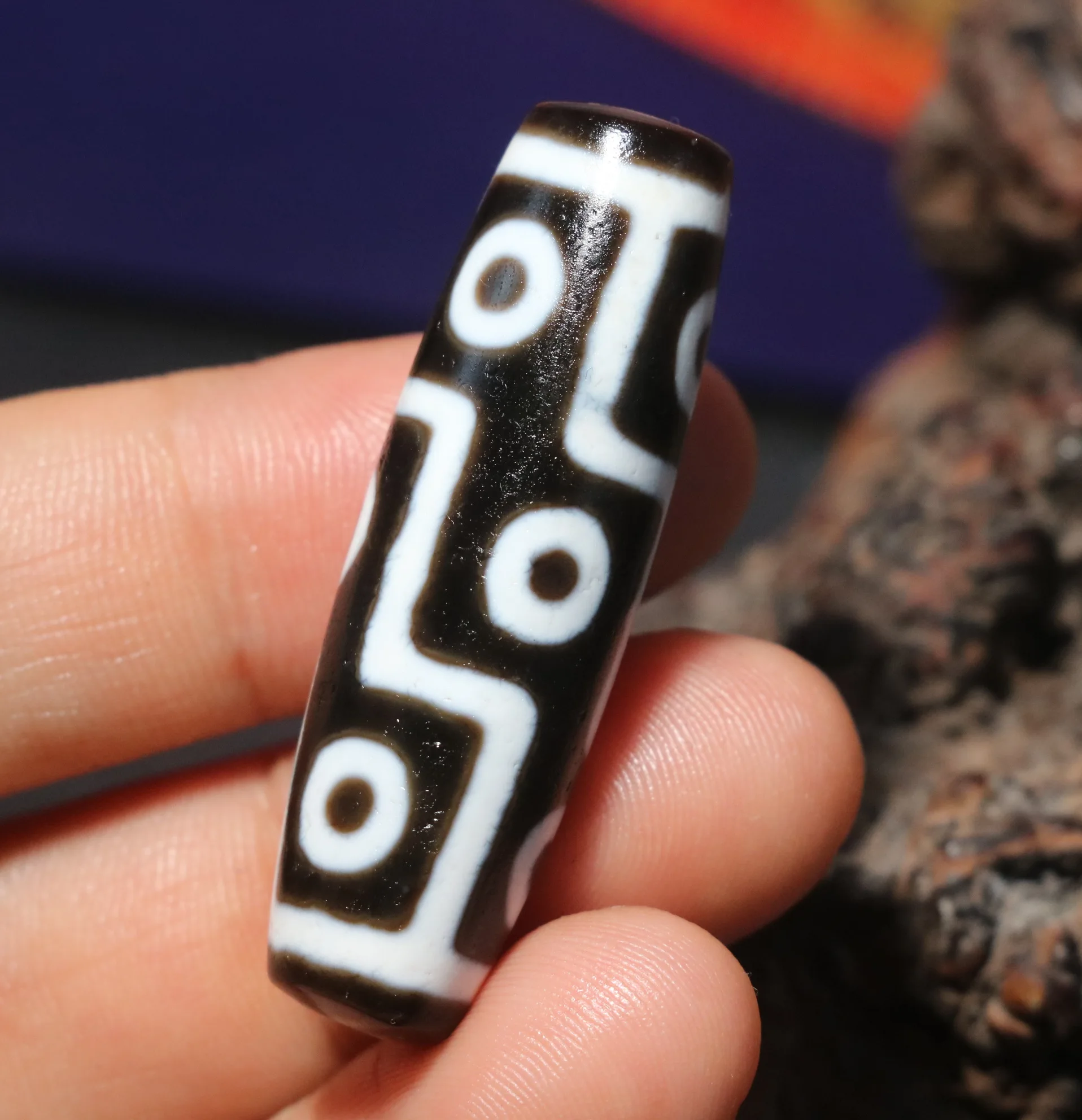 Energy Tibetan Top Old Agate Oily Fold Line 9 Eye Old Method dZi Bead Pendant 5A Jewelry LKbrother