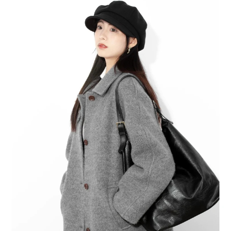 S/M/L/XL Übergroße Vintage Vier-Jahreszeiten Dicke Warme Schlichte Wollene Baskenmützen für Damen Mädchen Französische Künstler Casual Newsboy Caps – Detail 2
