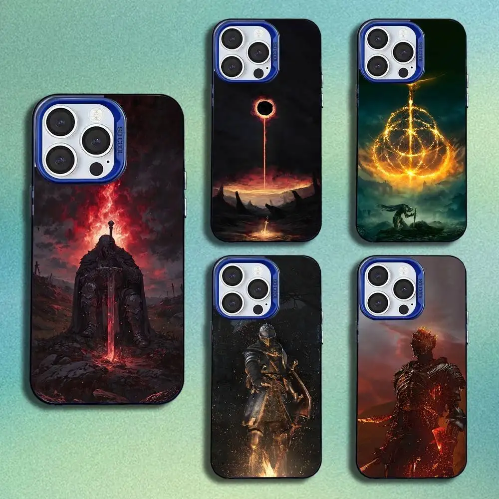 

Game D-Dark Souls Phone Case For iPhone 16,15,14,13,12,11,Mini,Pro,SE,MAX Blue Matte Silicone Cover
