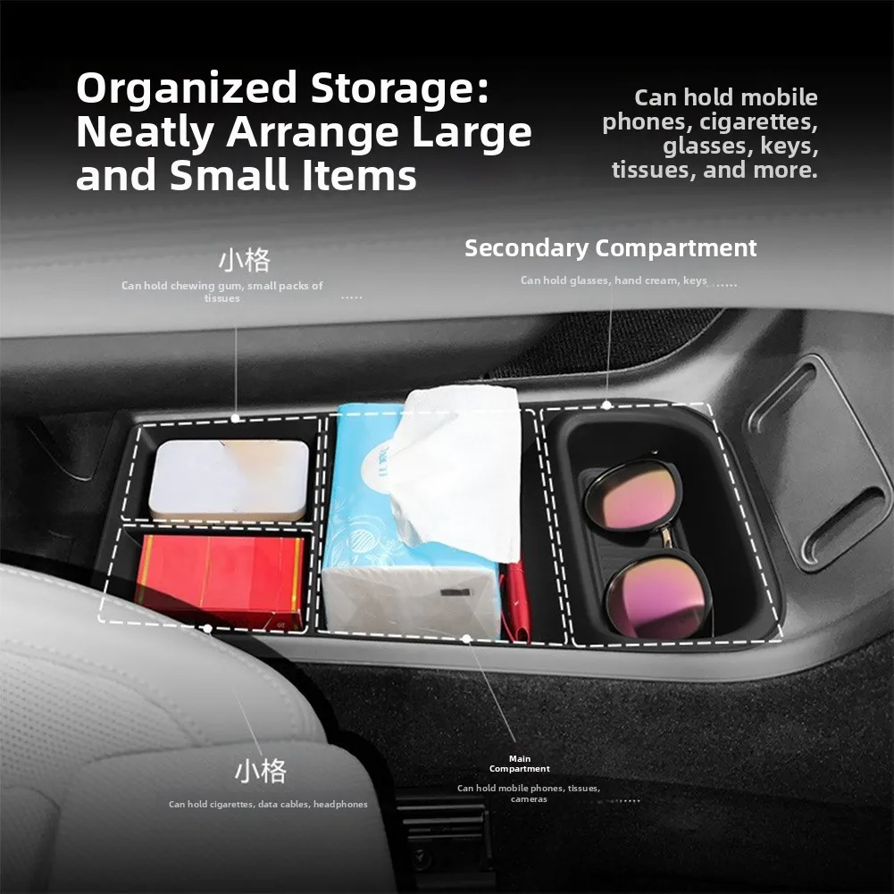 Car Console Organizer Tray Compatible with For Polestar 4 2023 2024 Models to Enhance In-Vehicle Storage Efficiency