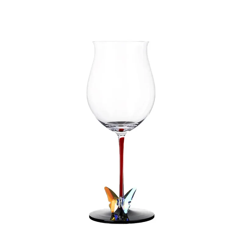 

Red bow tie black background wine glass, red wine goblet, transparent crystal glass gold background burgundy glass