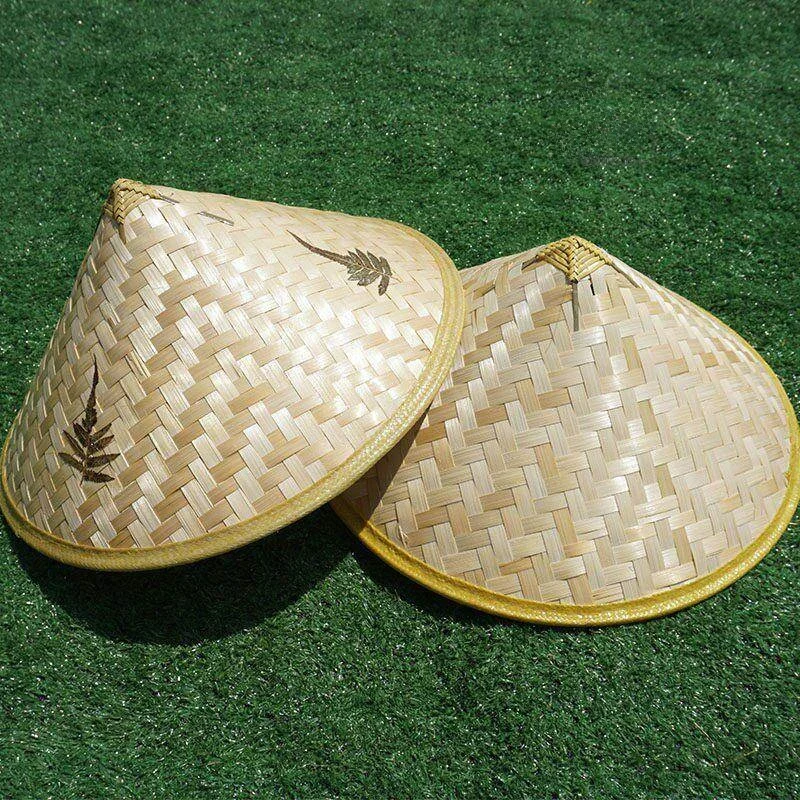 Summer Sun Protection Straw Hat Bamboo Woven Outdoor Fishing Dance Props Customizable Wide Brim Farmer's Hat Breathable
