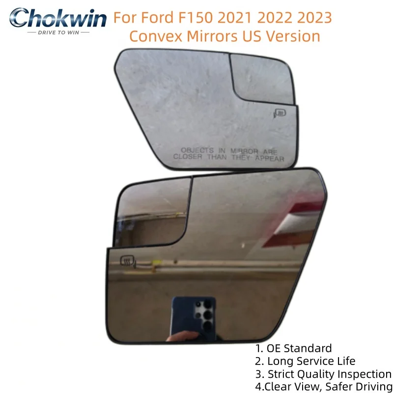 For Ford F150 2021 2022 2023 Convex Mirrors US Version Car Accessories Heated Rearview Side Mirror Glass New