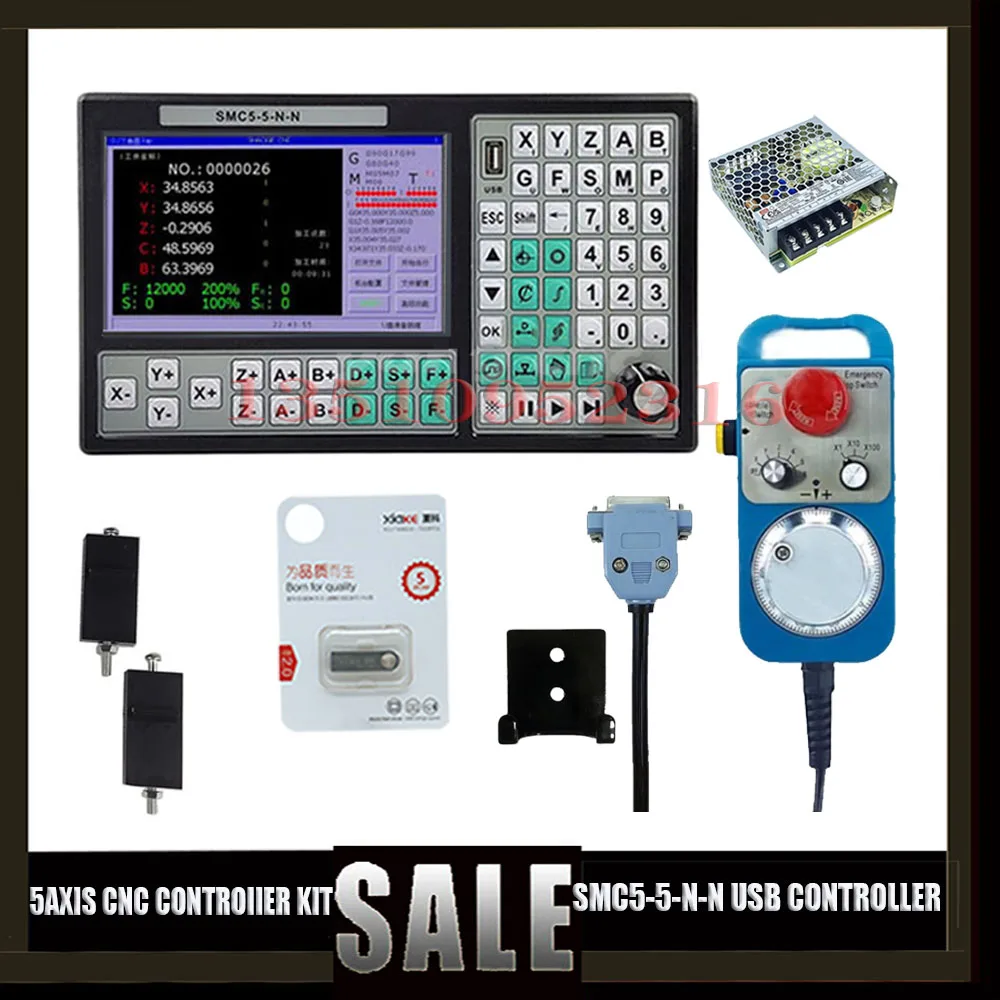 

Cnc Controller Smc5-5-n-n 5 Axis Offline Mach3 Usb Motion Control System 500khz G Code G Code Support Rtcp Hand Wheel Mpg 75w24v